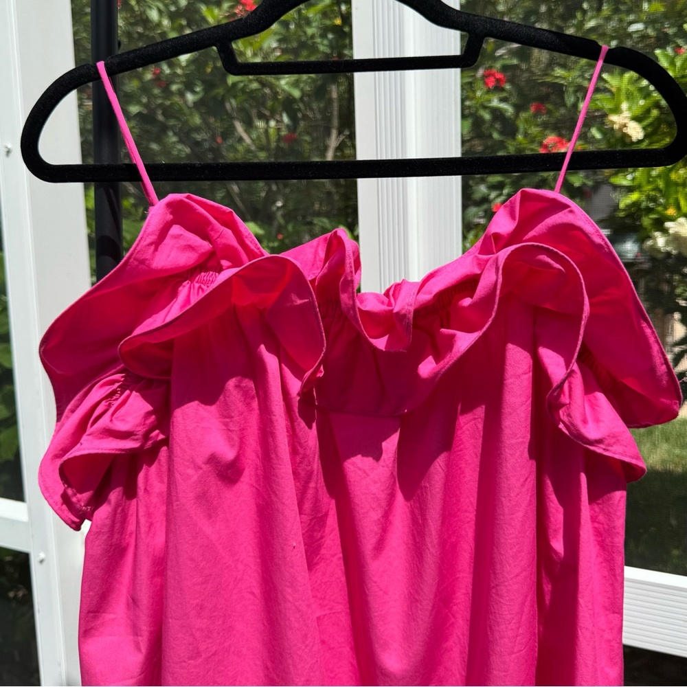 H&M Hot Pink Ruffle Mini Dress - Picture 2 of 6